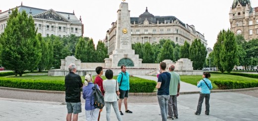 Walking tour at the Soviet monument on Liberty Square Budapest