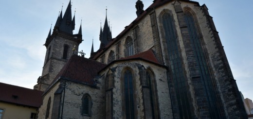 Rear view of Prague Church of our Lady before Tyn